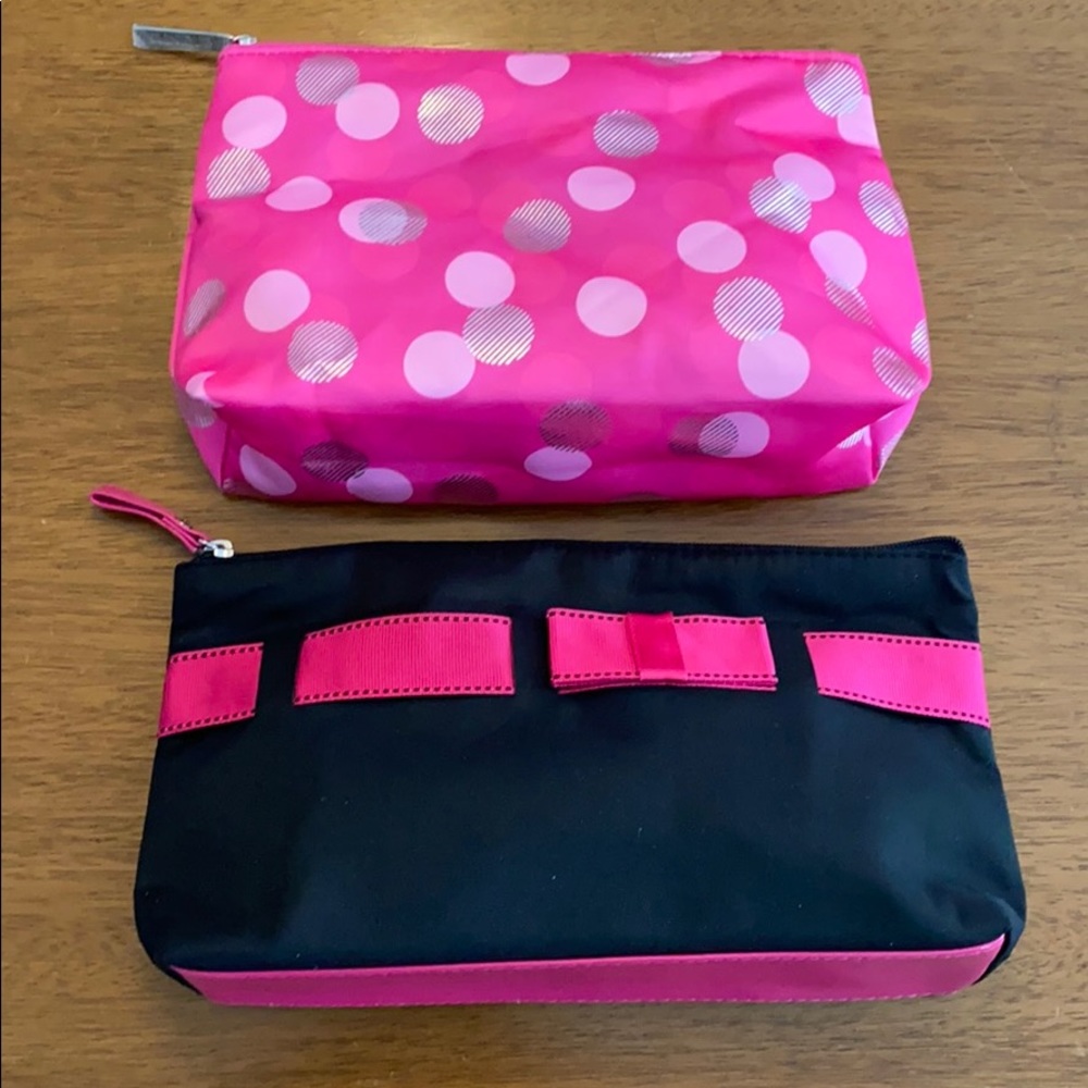 (2) Lancôme & Clinique pink makeup bags